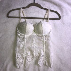 White Lace Victoria’s Secret Zip-Up Corset